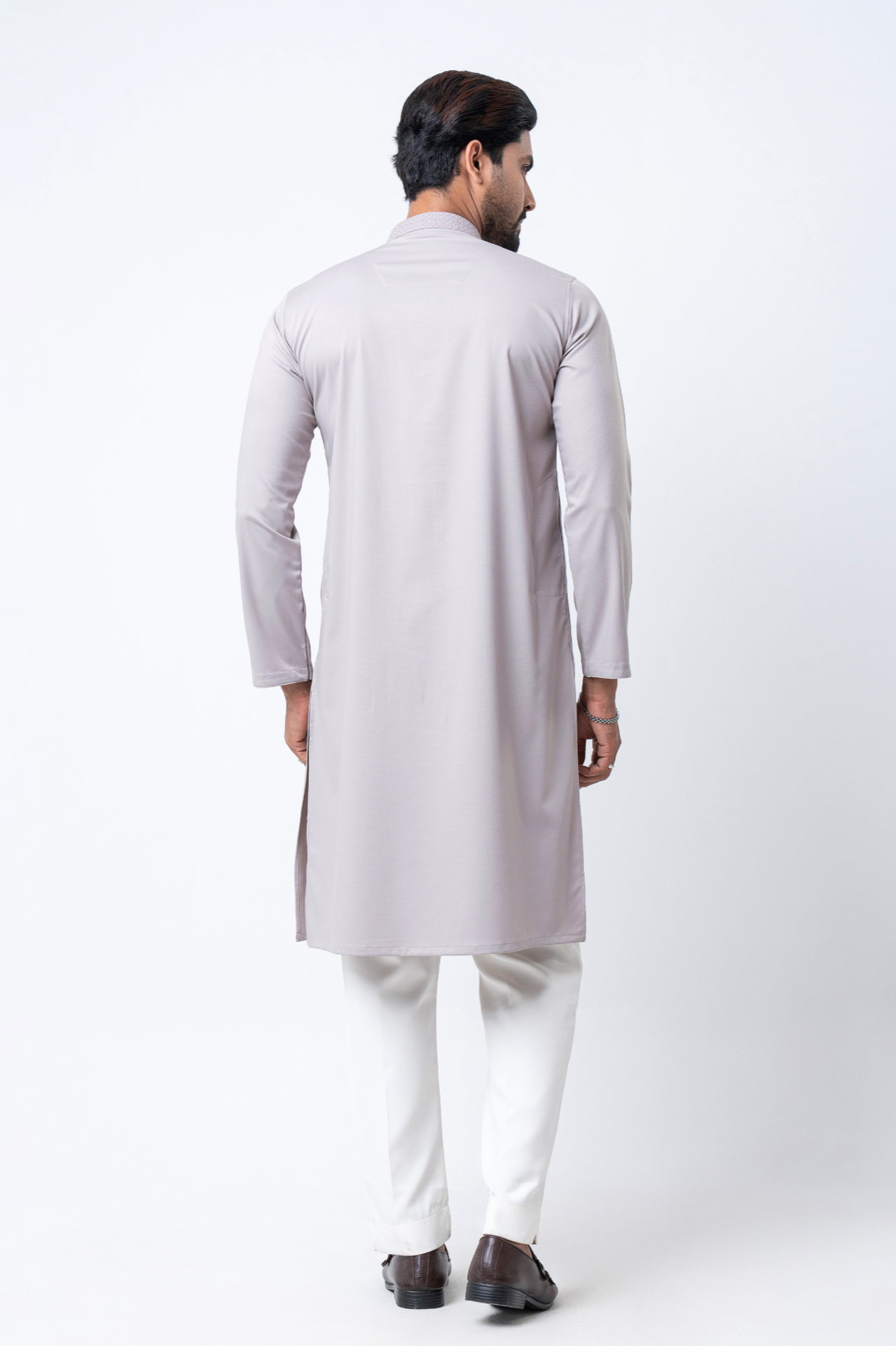 Premium Embroidered Dobby Cotton Panjabi - Beige