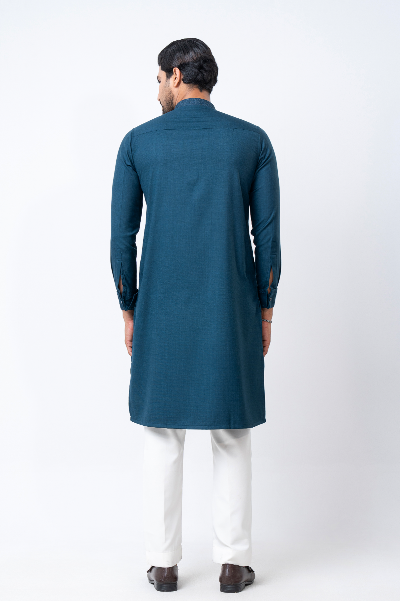 Luxury Embroidered Panjabi - Steel Blue