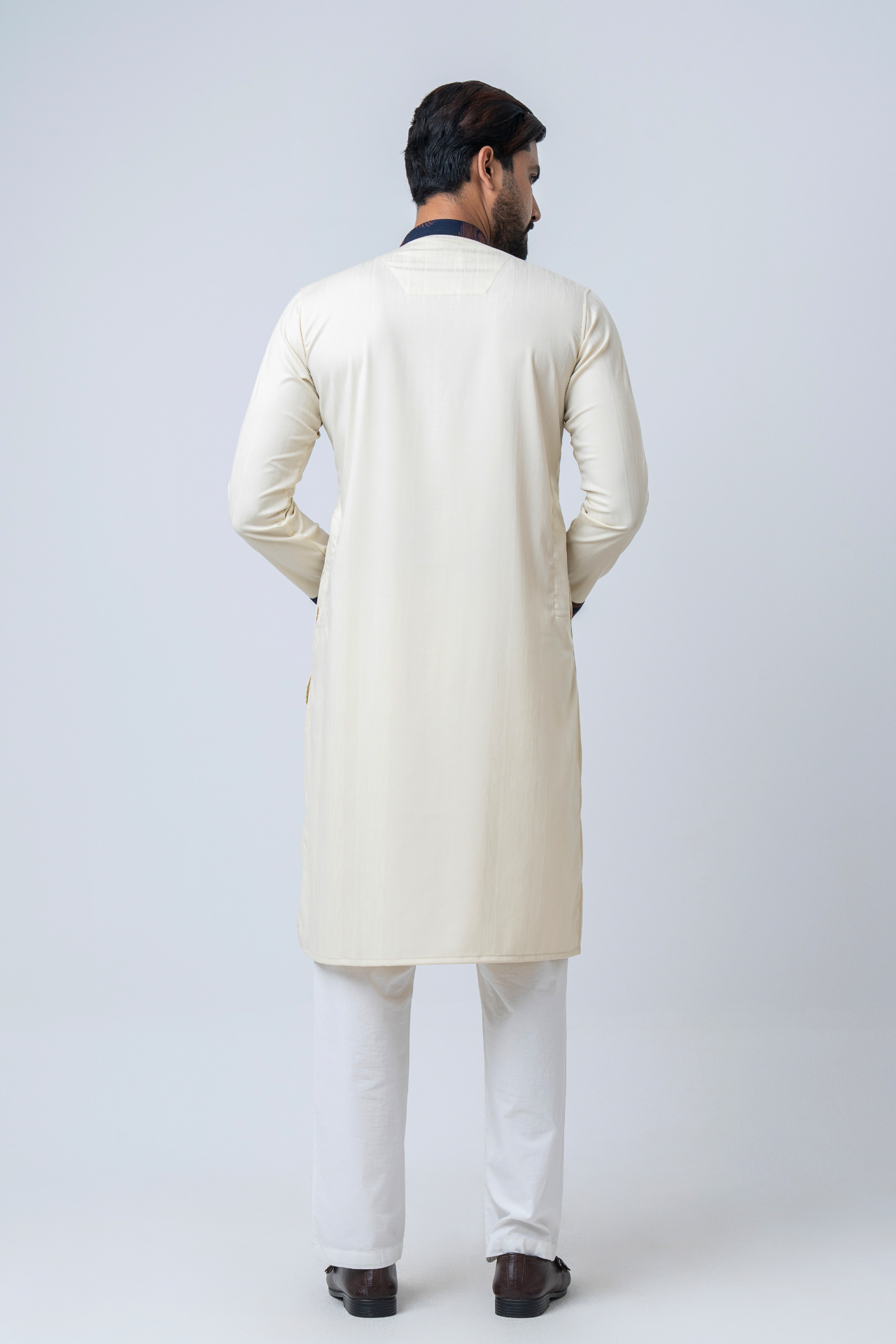 Premium Men’s Dobby Cotton Panjabi - Cream