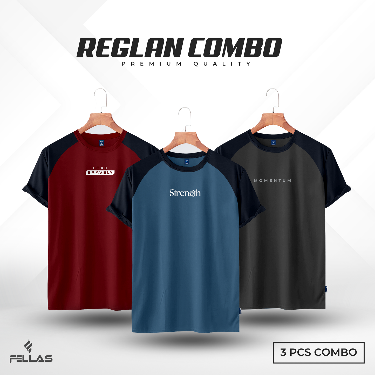 Mens Premium Raglan T-shirt Combo (3 Pcs) - Patroll, Maroon, Anthra