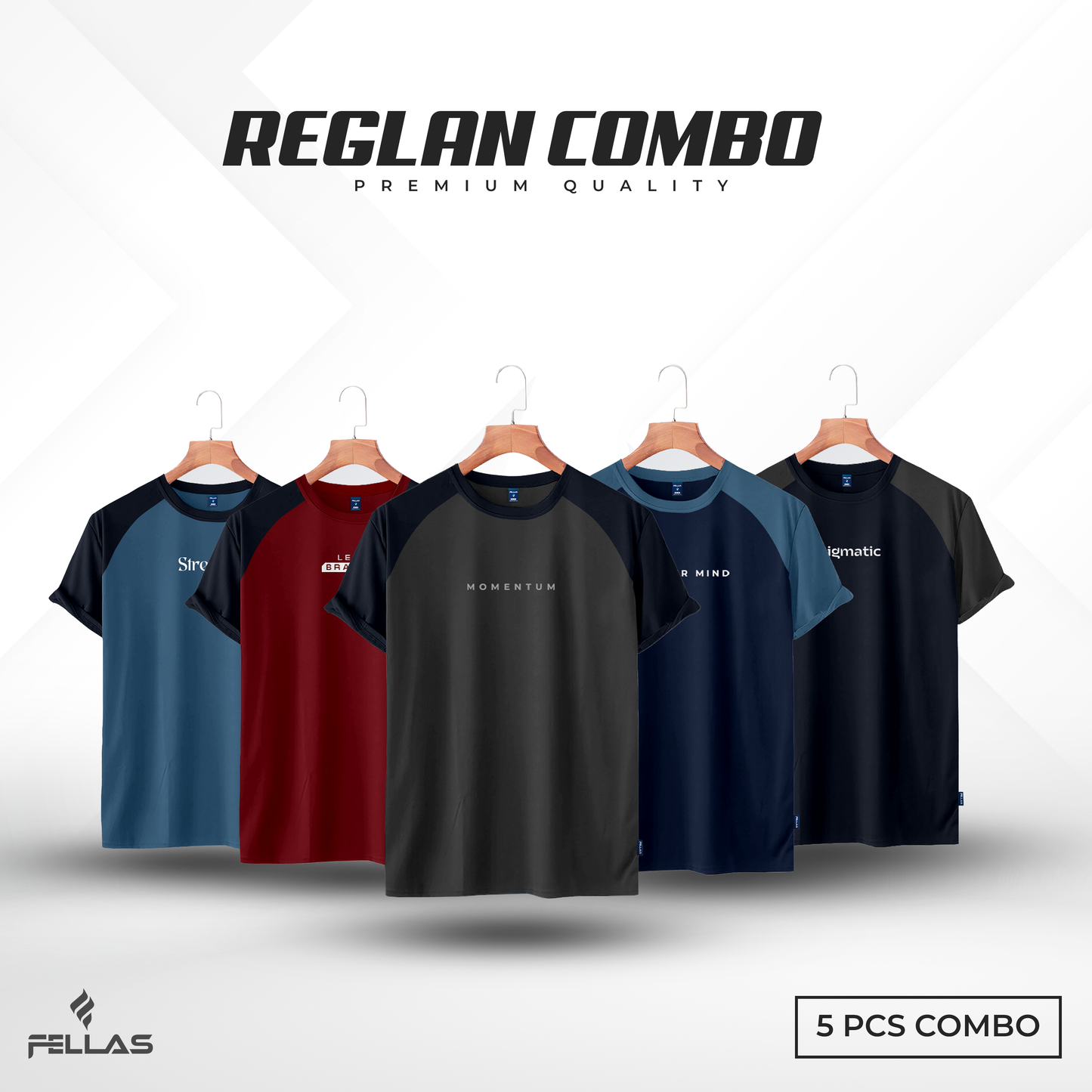 Mens Premium Raglan T-shirt Combo (5 Pcs) - Patroll, Maroon, Anthra,Navy