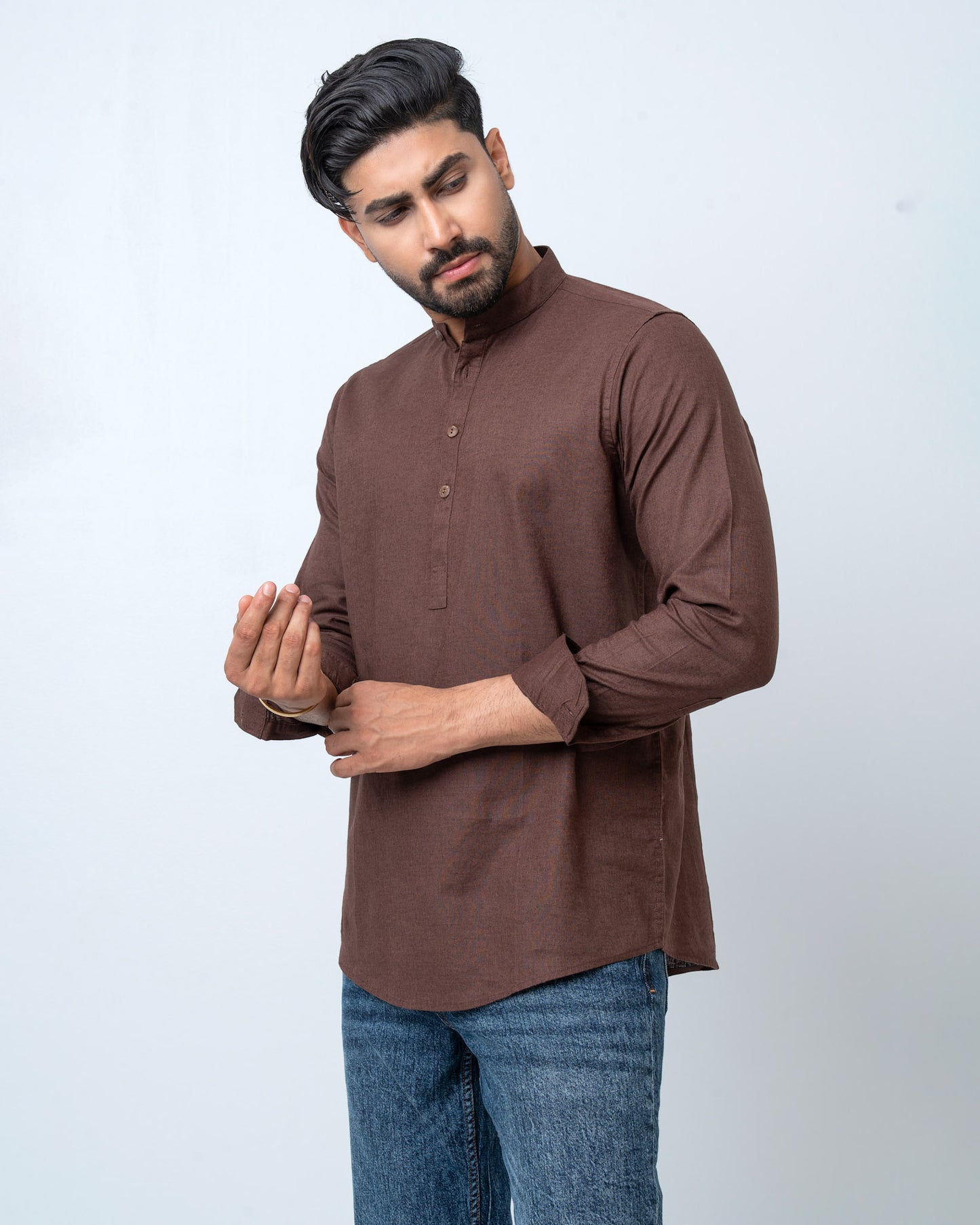 Men's Henley Katua - Coffee