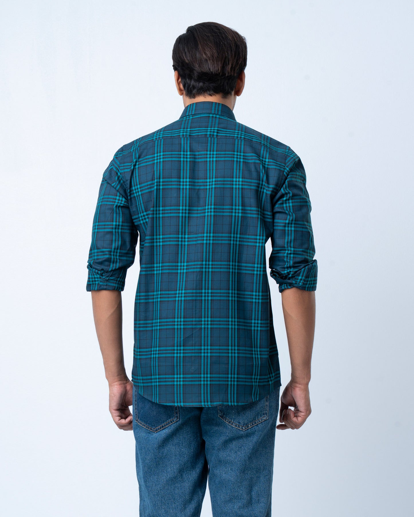 Men's Premium Casual Shirt - Teal Check