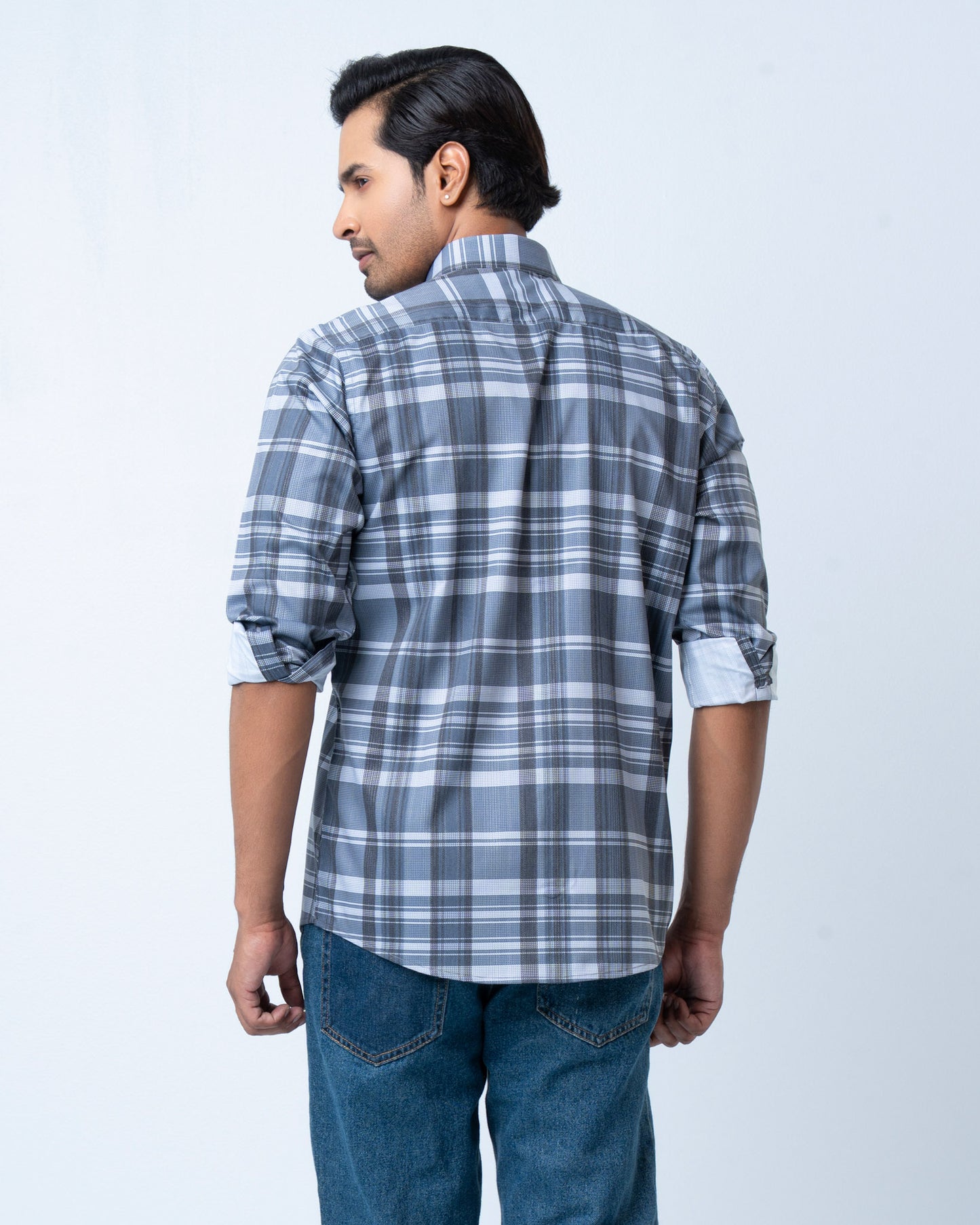 Men's Premium Casual Shirt - Silver Check