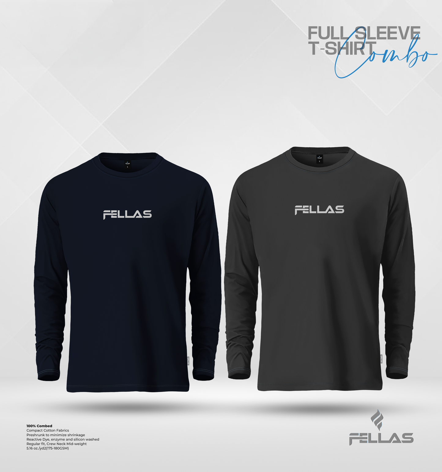 Fellas Full Sleeve T-Shirt Combo (2 Pcs) - Navy, Anthra