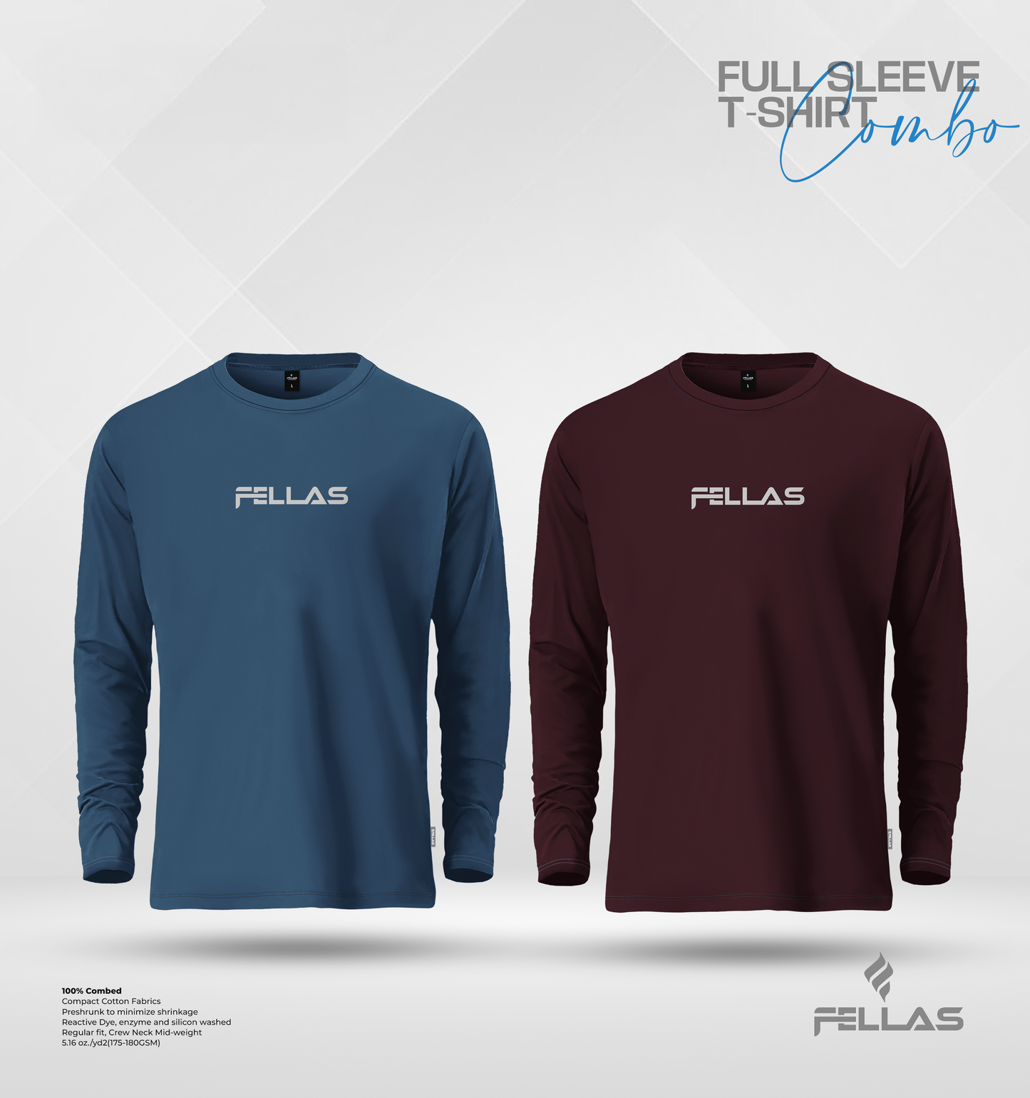 Fellas Full Sleeve T-Shirt Combo (2 Pcs) - Patrol, Maroon