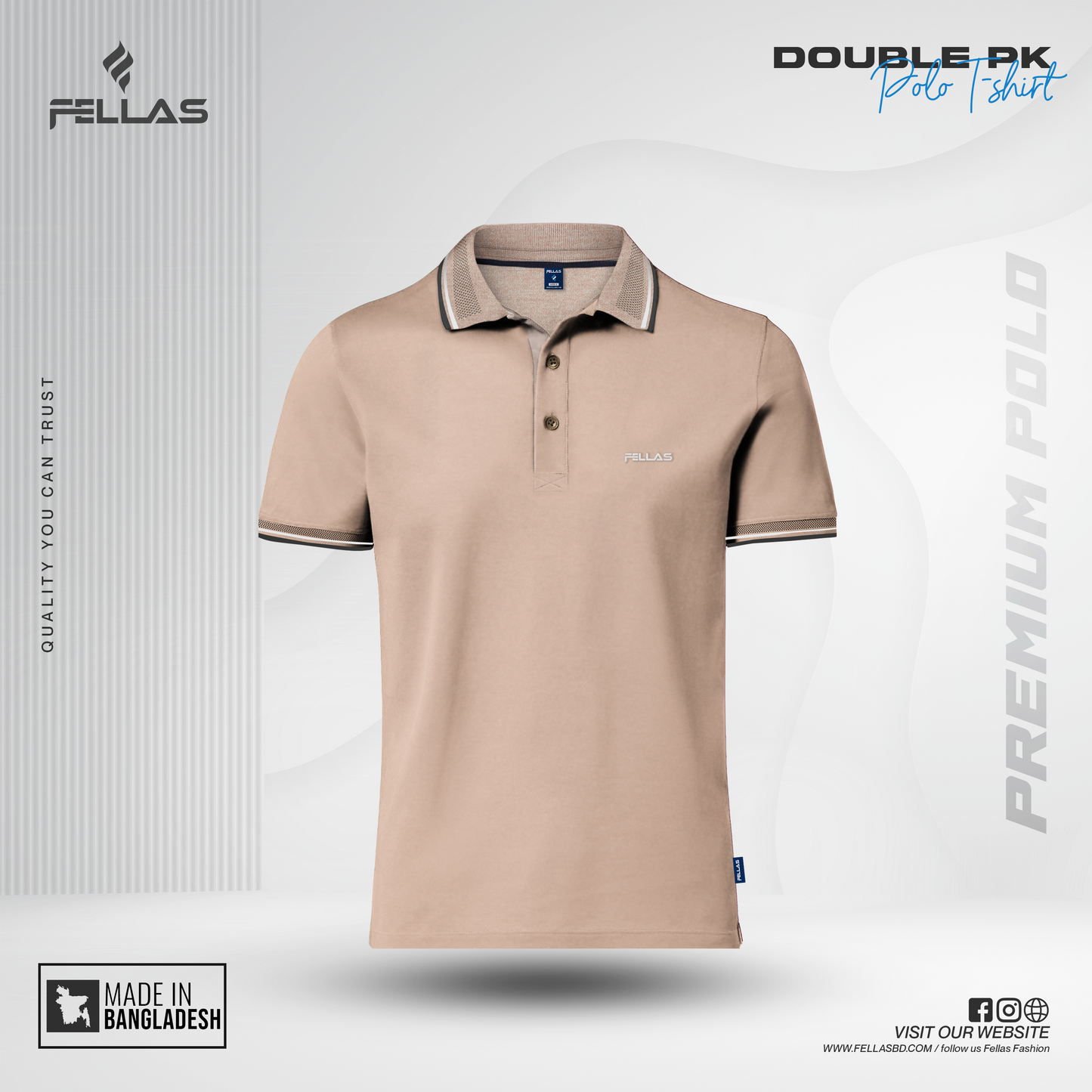 Men’s Premium Double PK Cotton Polo - Laurel Oak