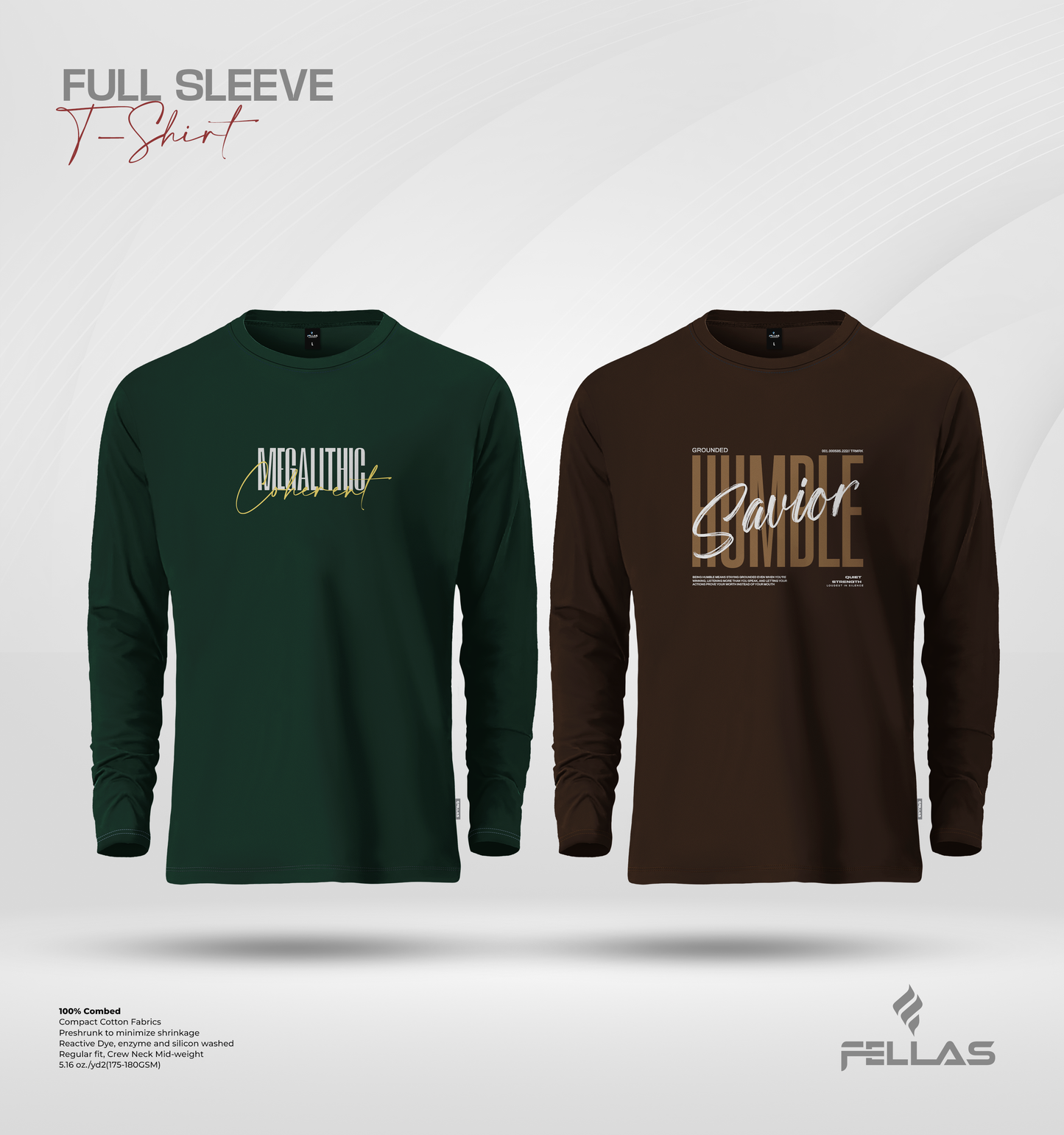 Men's Premium Full Sleeve T-Shirt Combo (2 Pcs) - Megalithic, Humble Savior