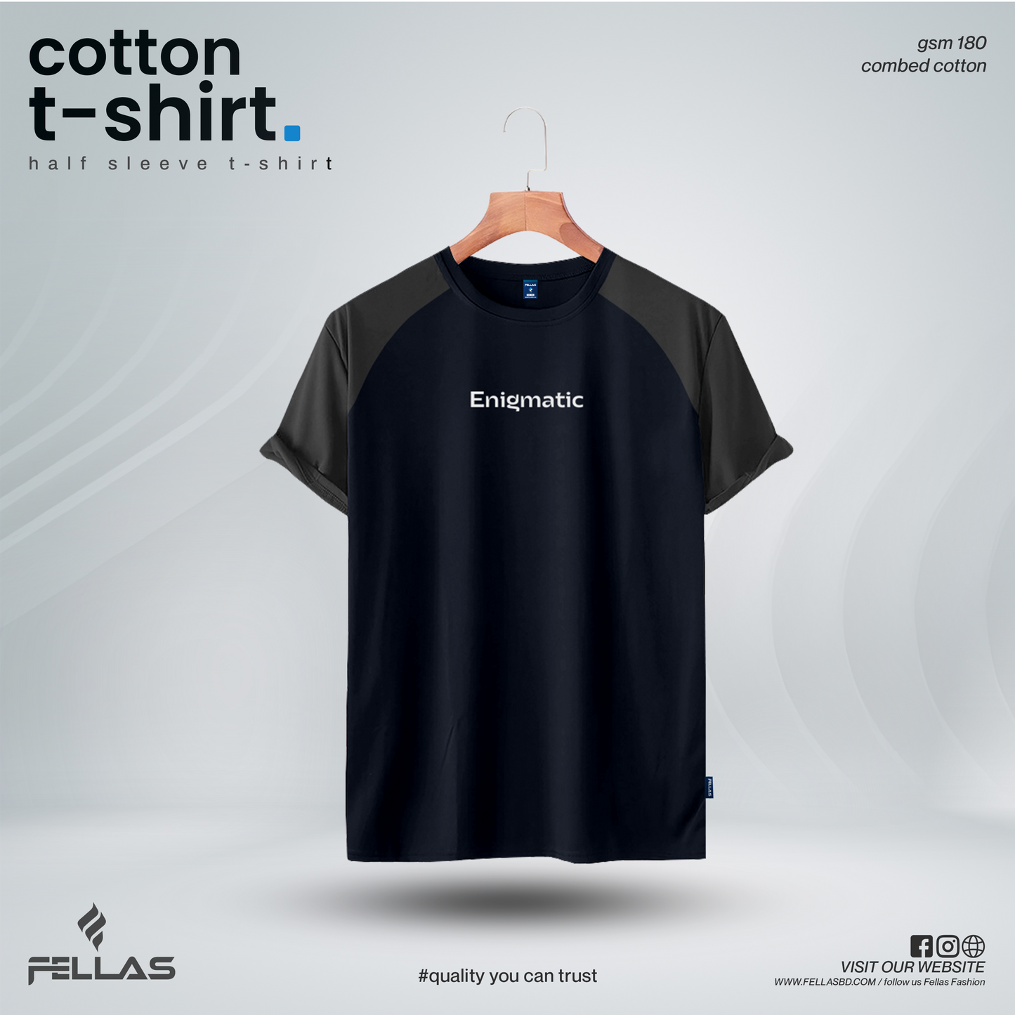 Fellas Mens Premium Short Sleeve Raglan- Navy