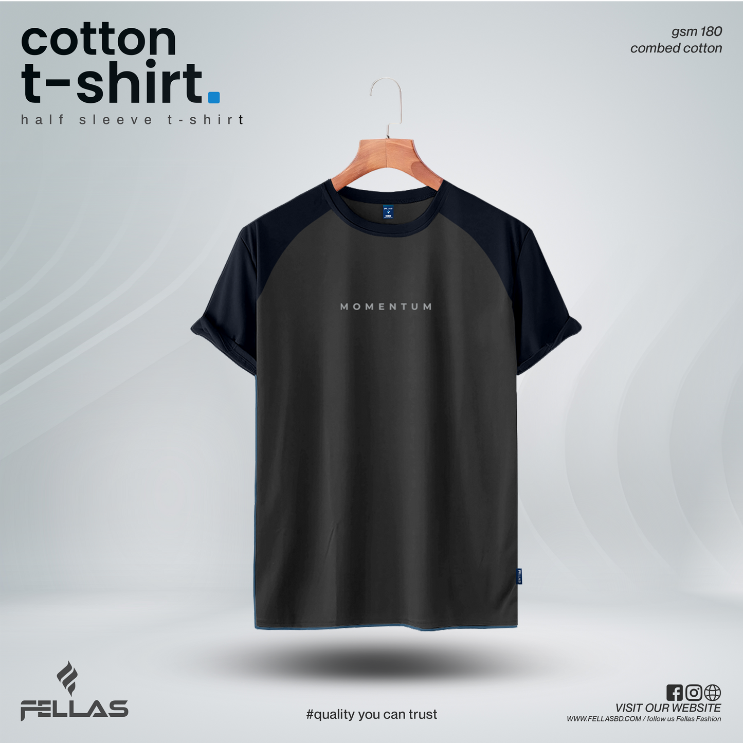 Fellas Mens Premium Short Sleeve Raglan- Anthra