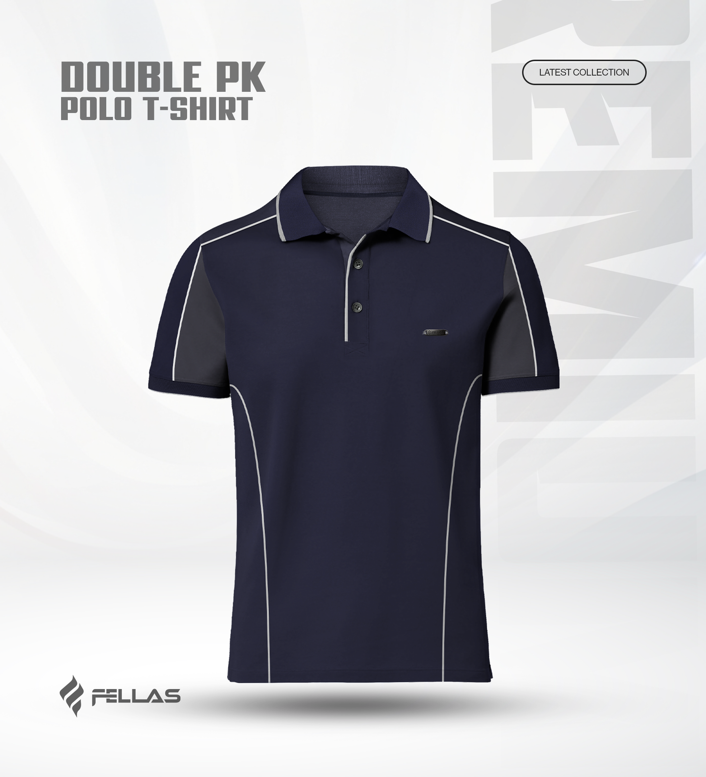Men’s Double PK Cut & Sew Cotton Polo - Midnight Navy
