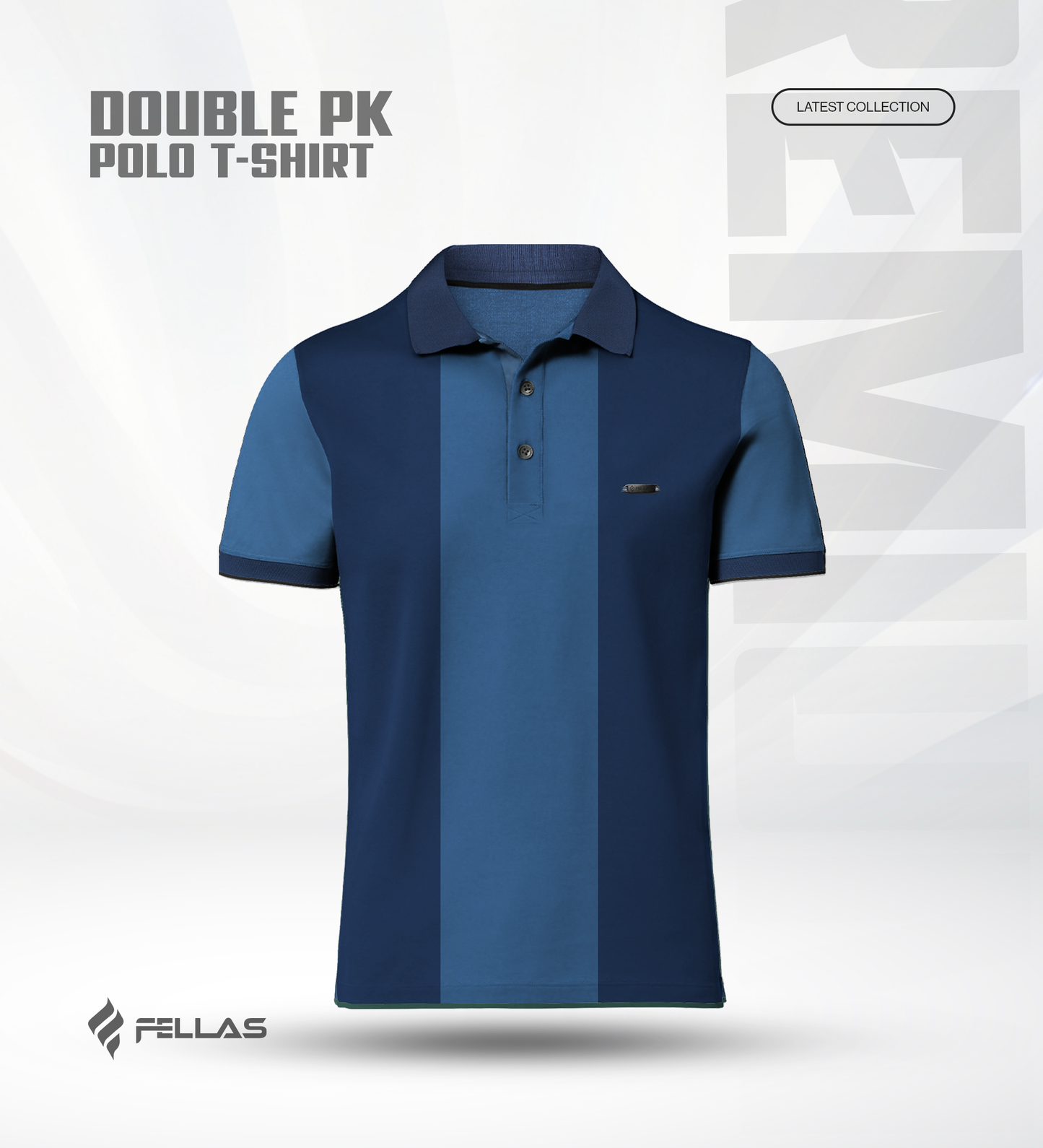 Men’s Double PK Cut & Sew Cotton Polo - Ocean Stripe