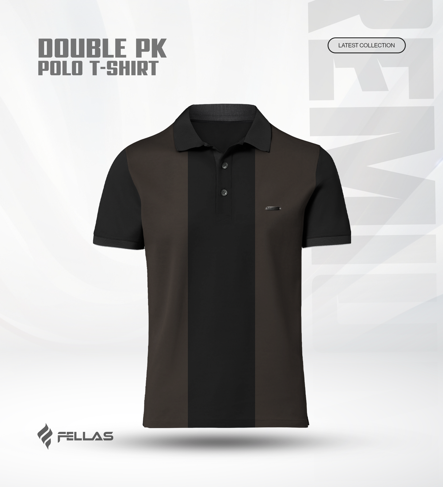 Men’s Double PK Cut & Sew Cotton Polo - Brown Stripe