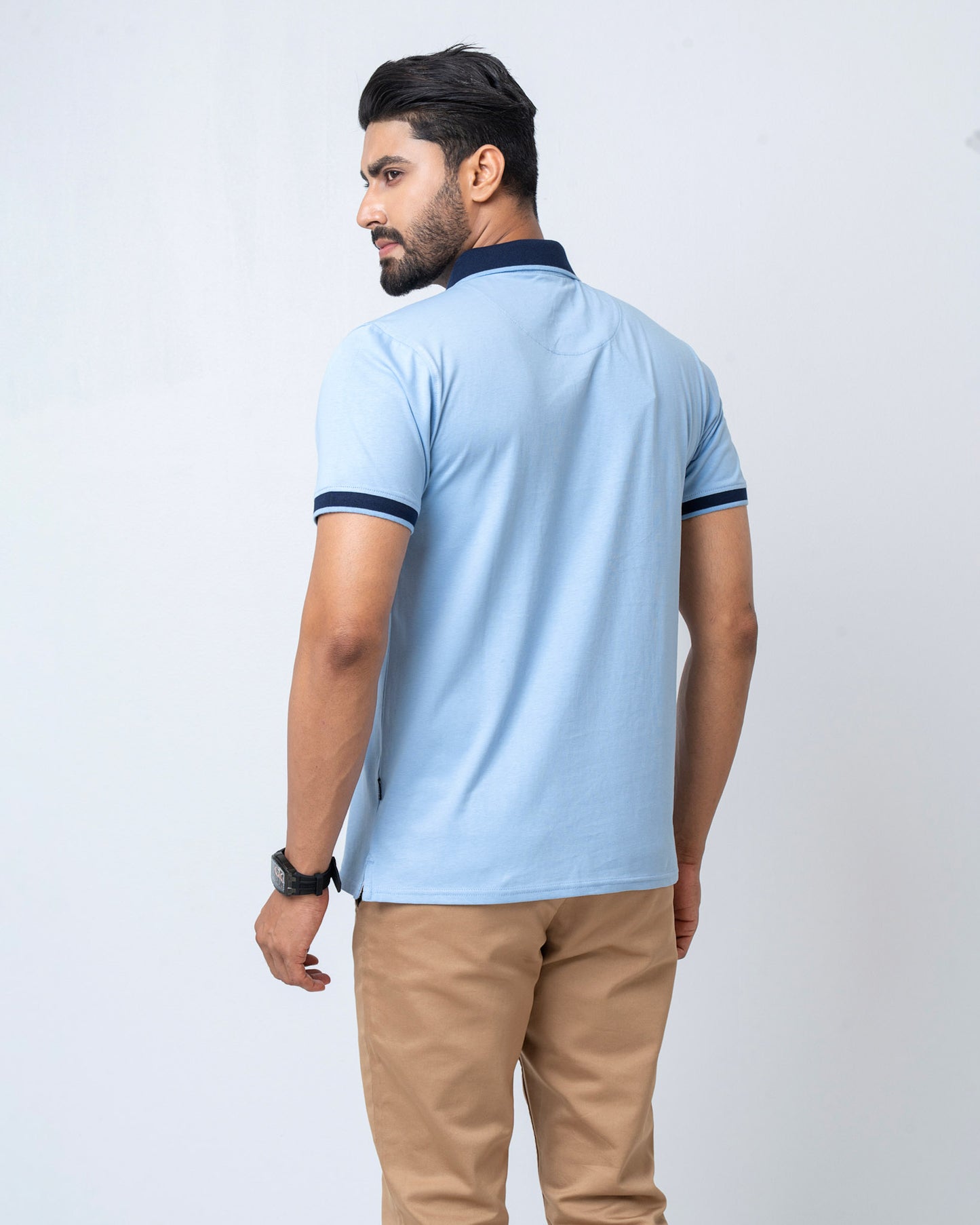 Men's Single Jersey Cotton Polo - Powder Blue