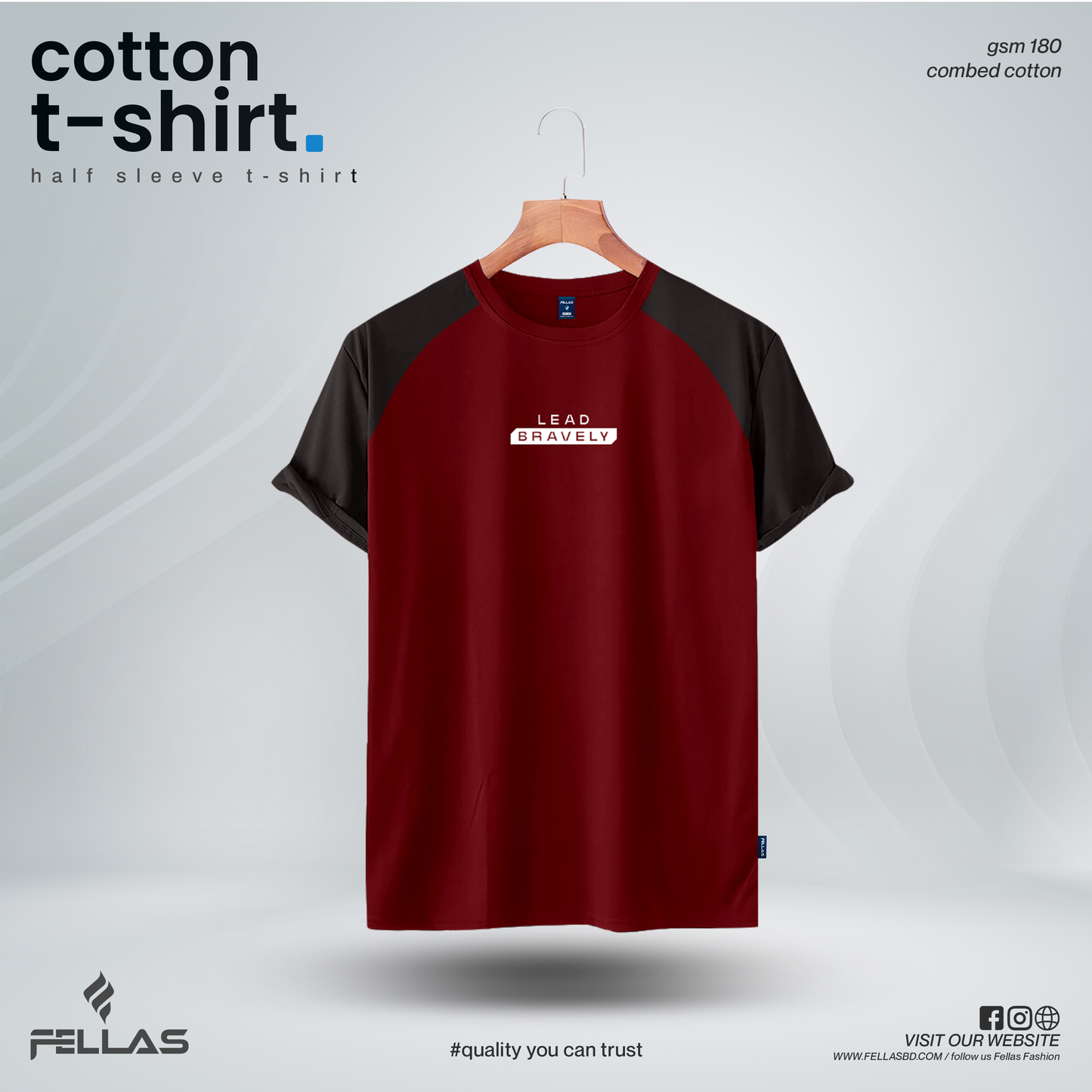 Fellas Mens Premium Short Sleeve Raglan V2- Maroon