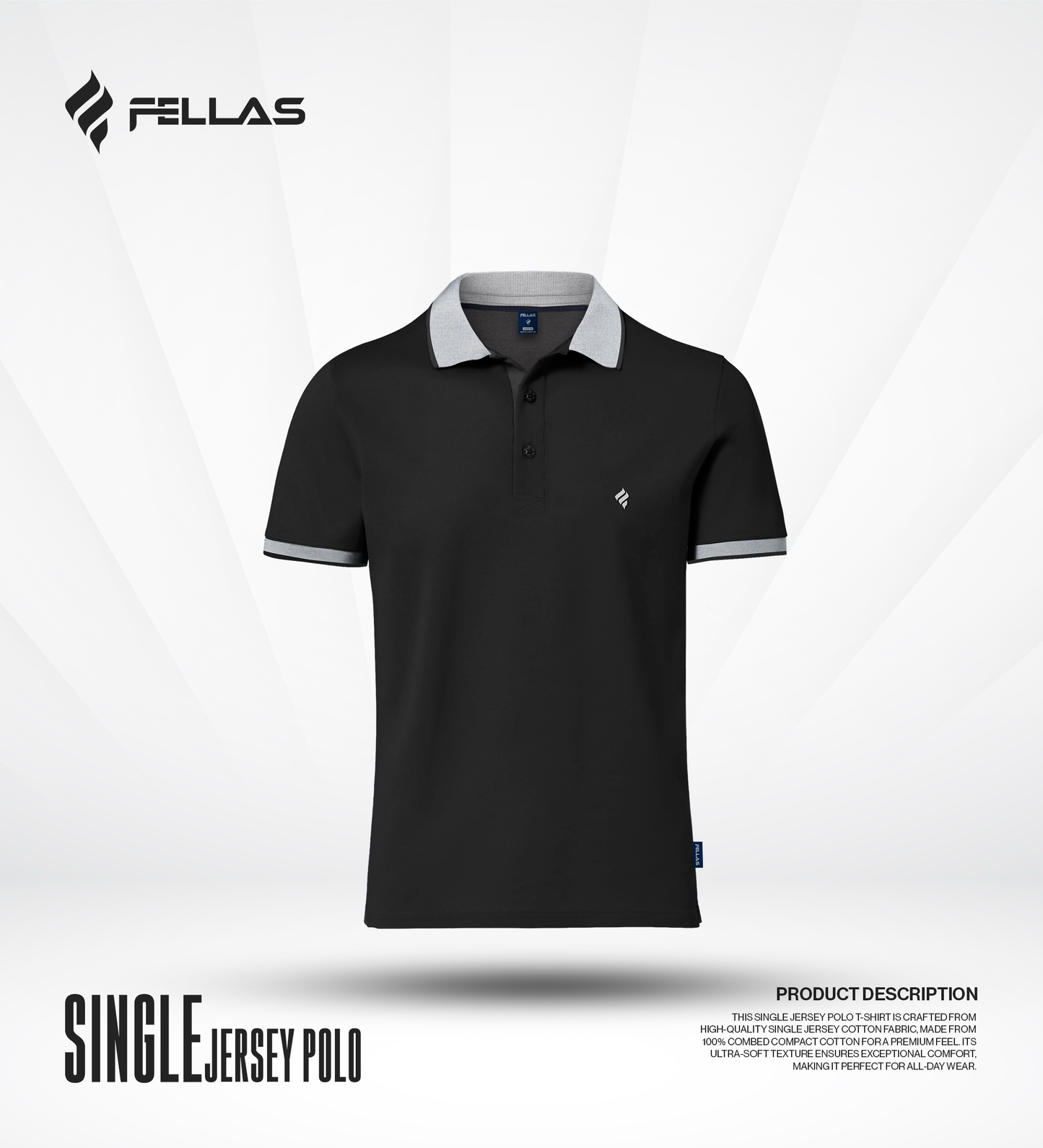 Men's Single Jersey Cotton Polo - Jet Black