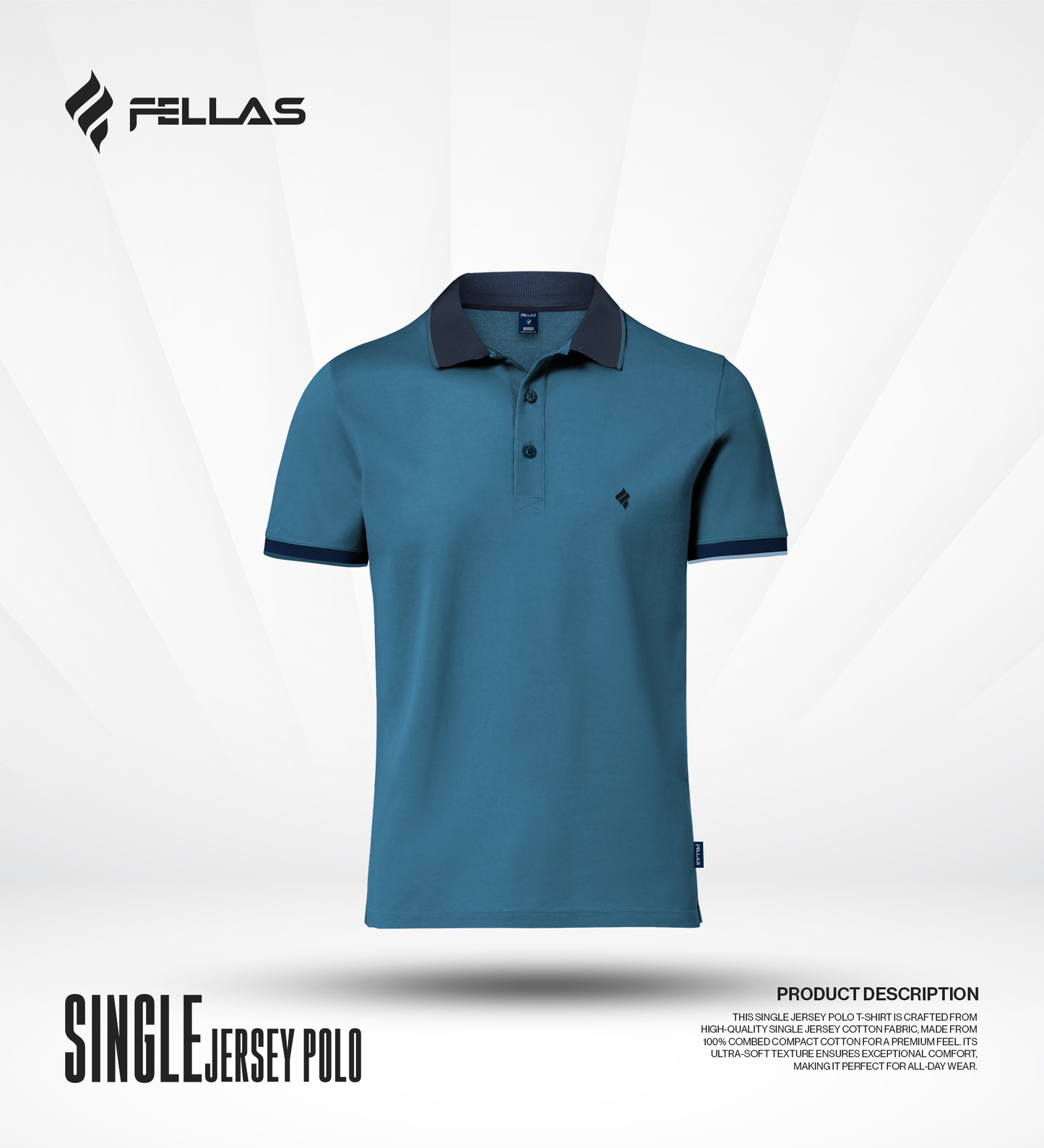 Men's Single Jersey Cotton Polo - Sea Port Blue