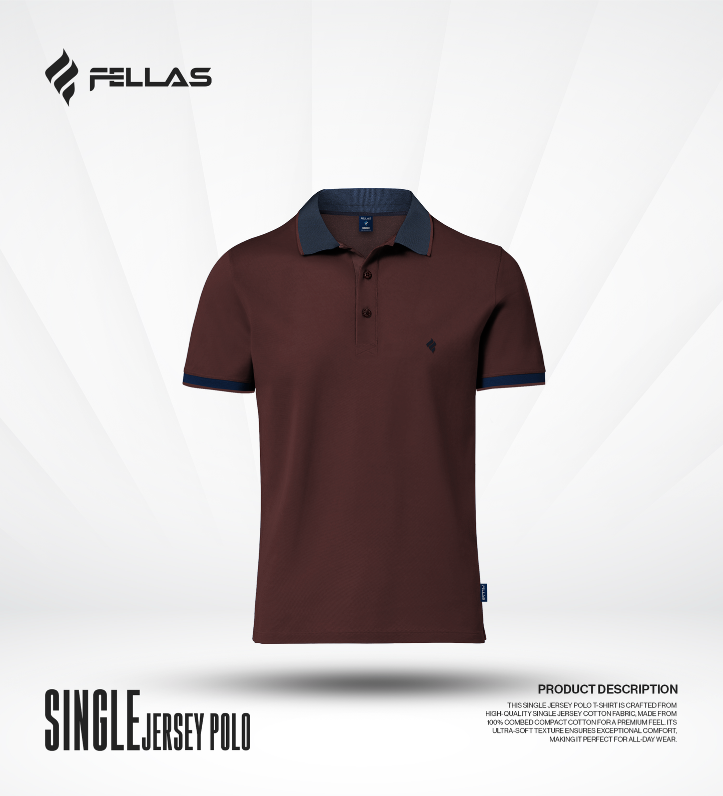 Men's Single Jersey Cotton Polo - Maroon