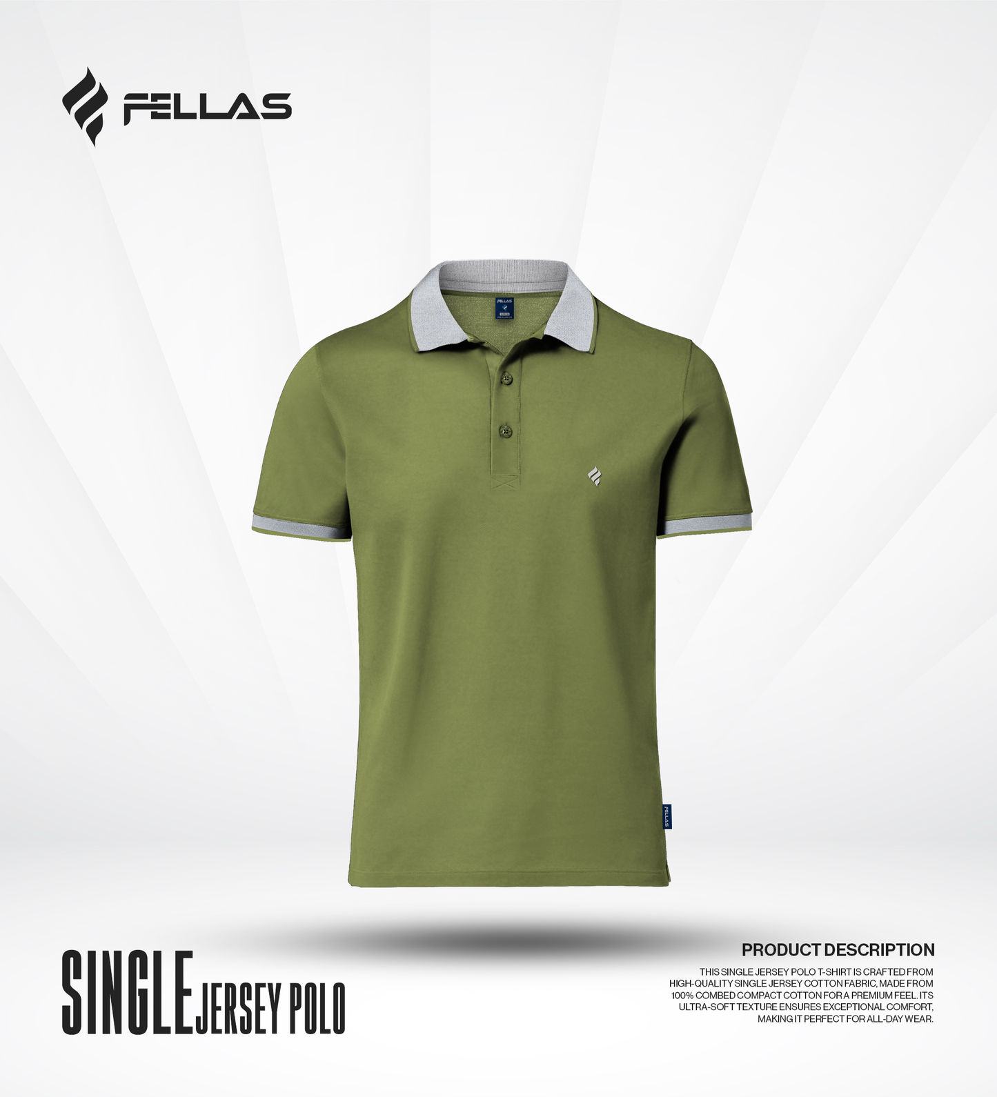 Men's Single Jersey Cotton Polo - Olive Drab
