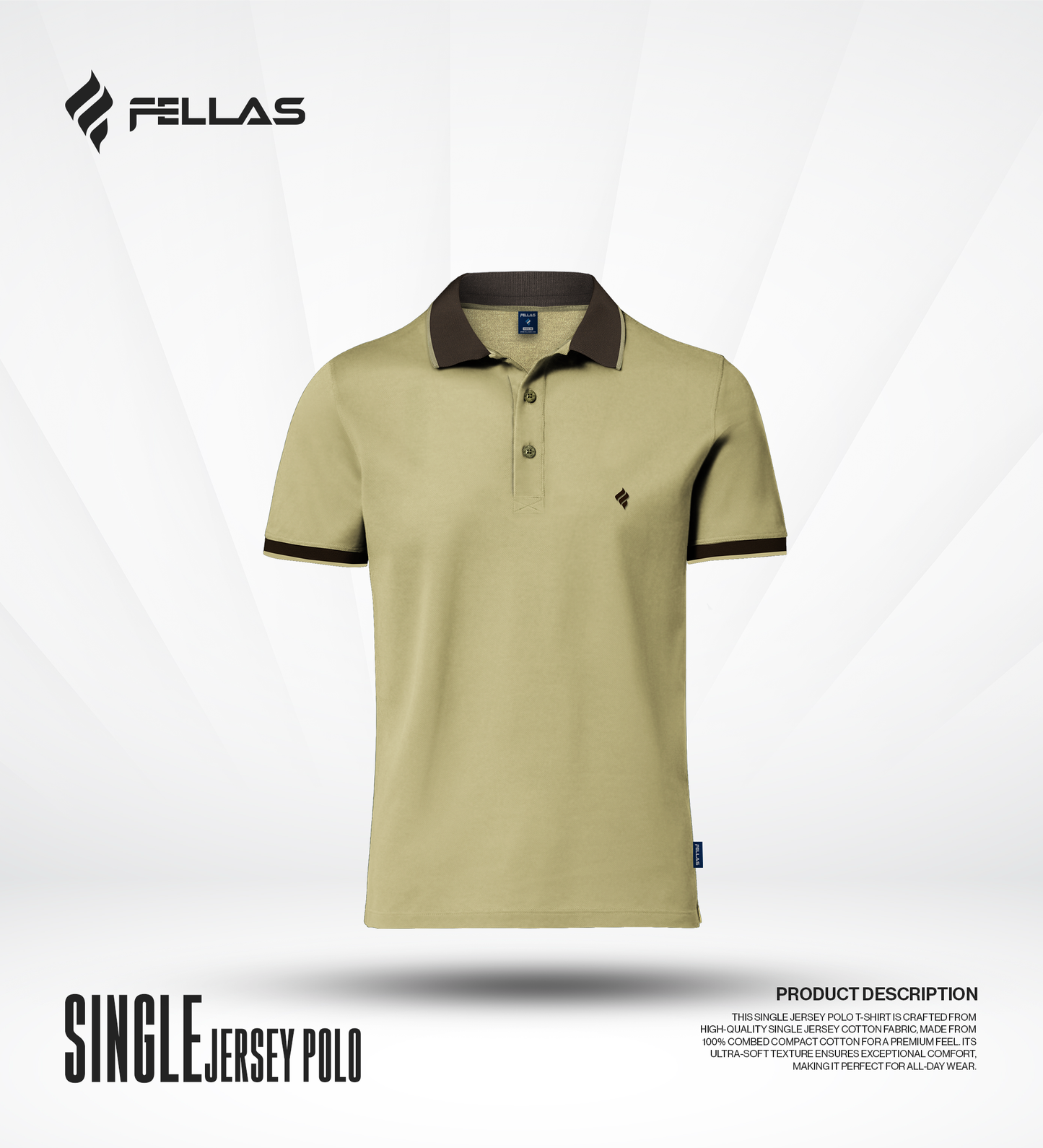 Men's Single Jersey Cotton Polo - Taos Taupe Yellow