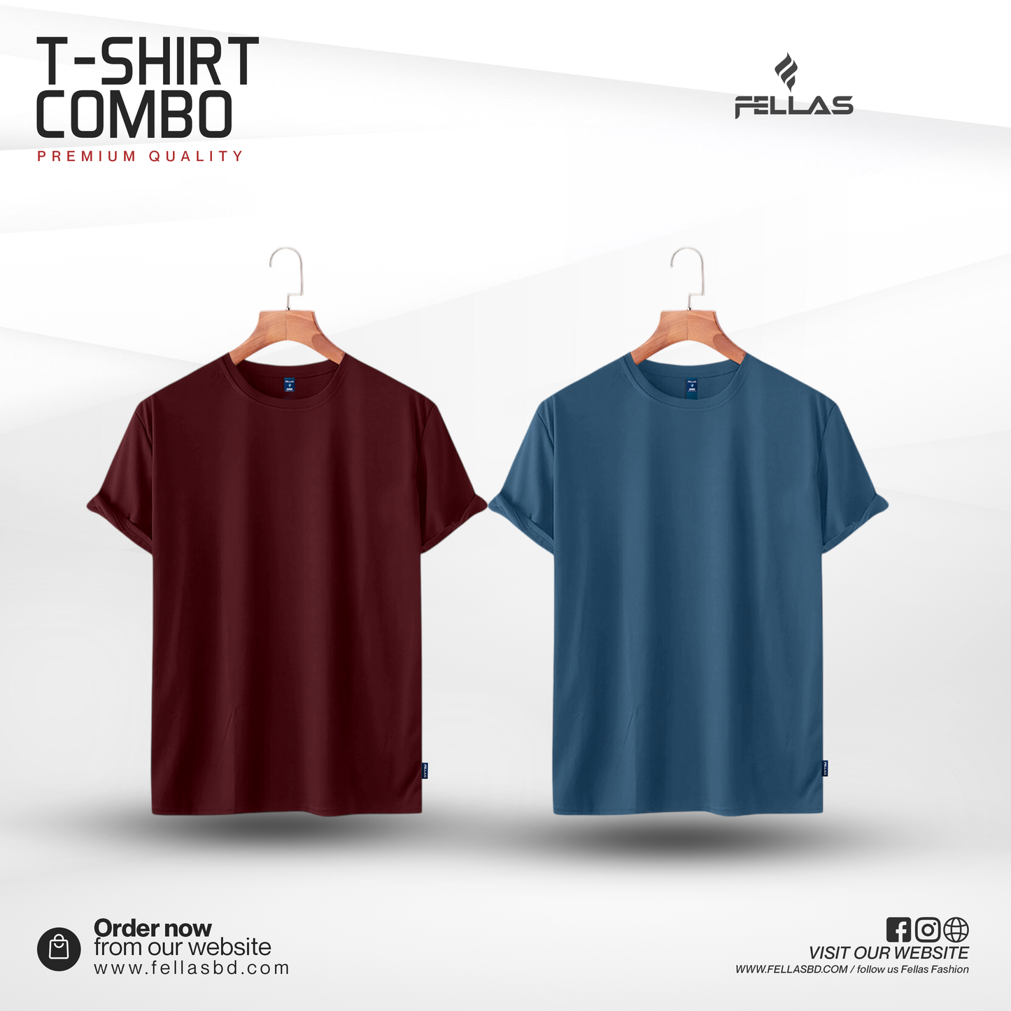 Men's premium Solid T-shirt Combo (2 Pcs) - Maroon, Patroll