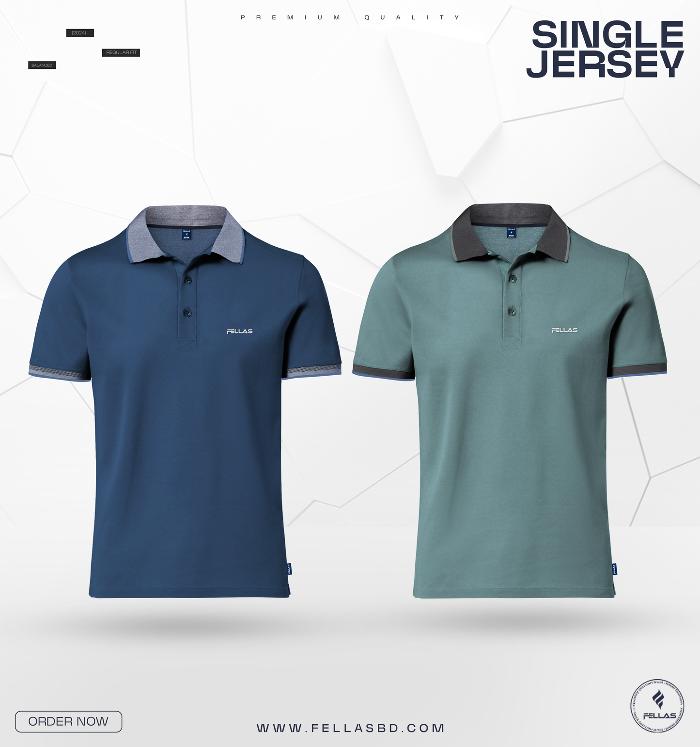 Premium Single Jersey Cotton Polo T-Shirt Combo (2 Pcs) - Turkish Blue & Sea Green