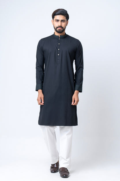 Premium Men’s Dobby Cotton Panjabi - Black