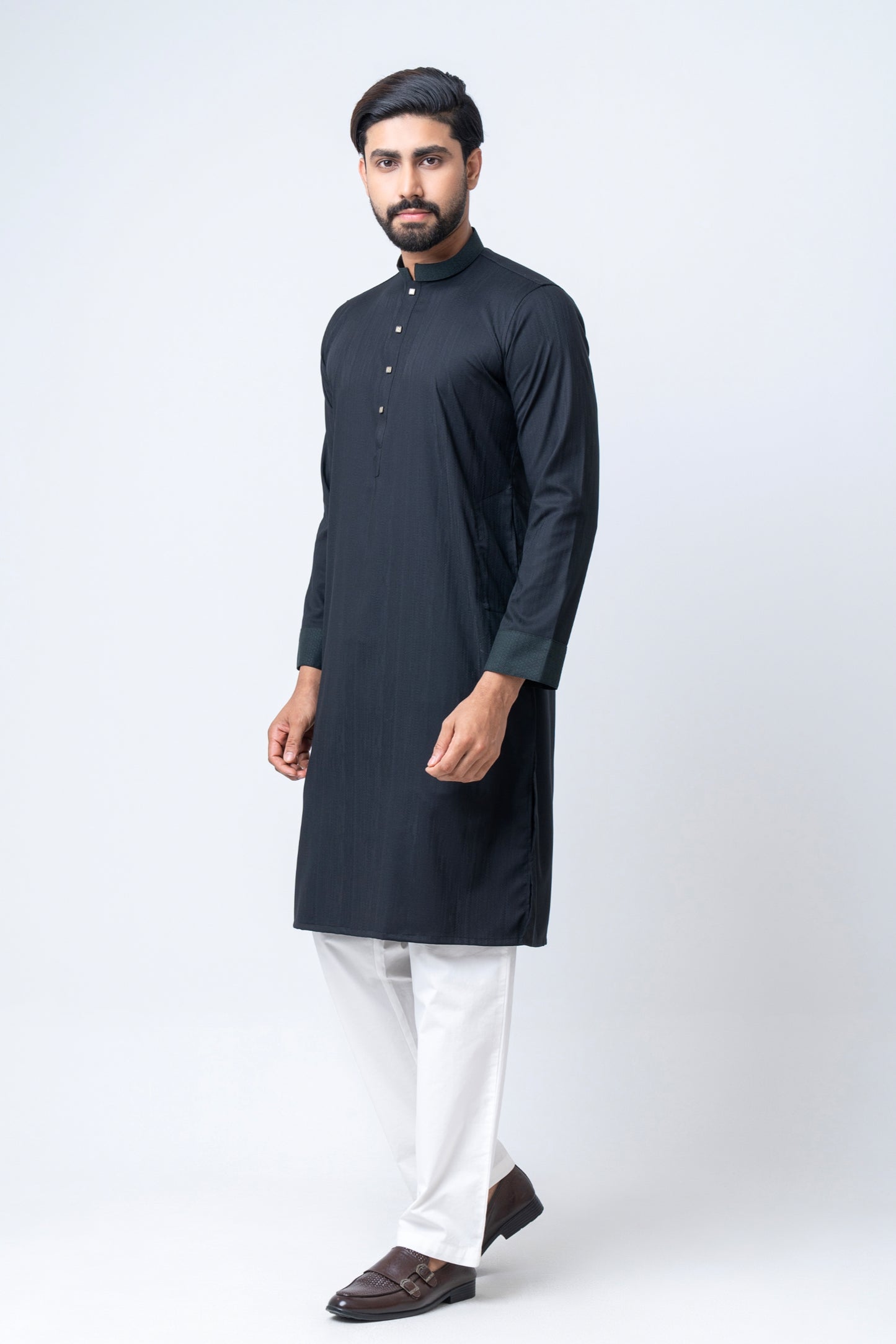 Premium Men’s Dobby Cotton Panjabi - Black