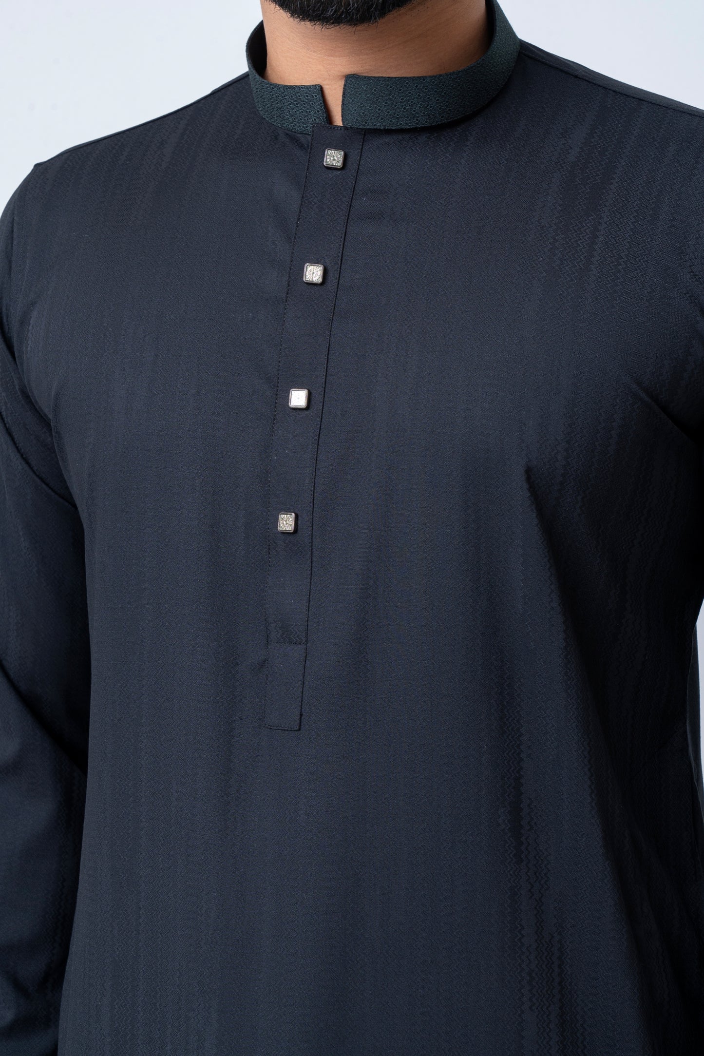 Premium Men’s Dobby Cotton Panjabi - Black