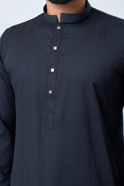 Premium Men’s Dobby Cotton Panjabi - Black