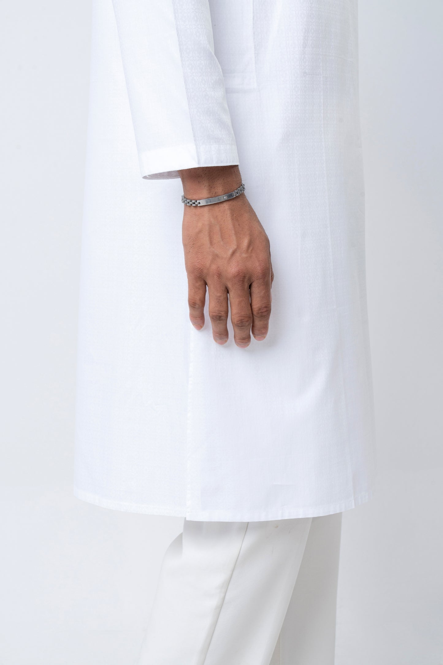 Premium Embroidered Arabic Jacquard Panjabi - White