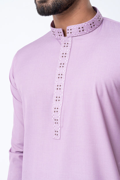 Luxury Men’s Embroidered Panjabi – Light Pink