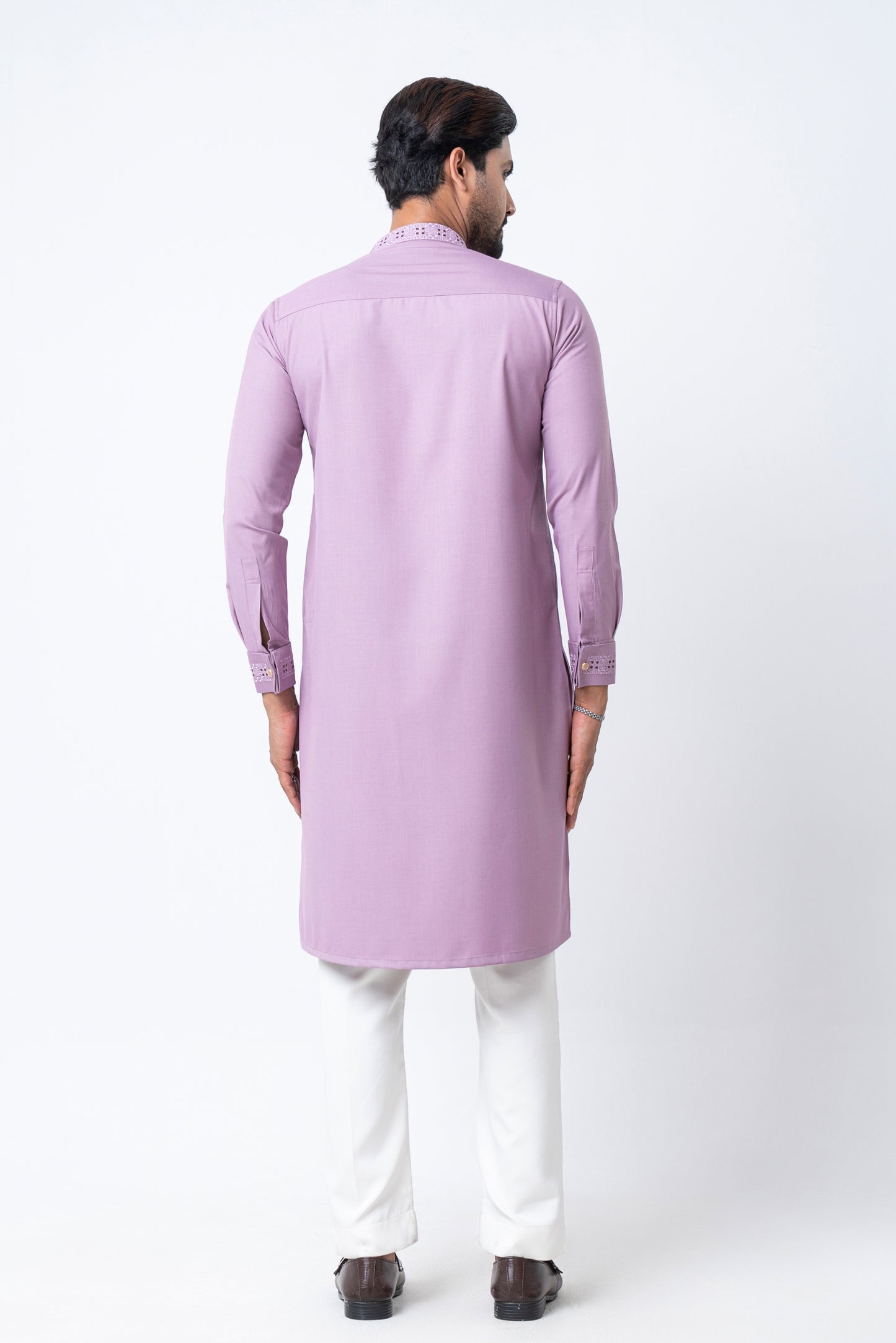 Luxury Men’s Embroidered Panjabi – Light Pink