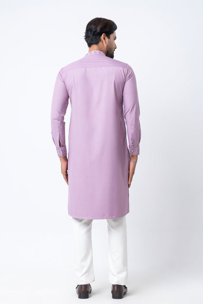 Luxury Men’s Embroidered Panjabi – Light Pink