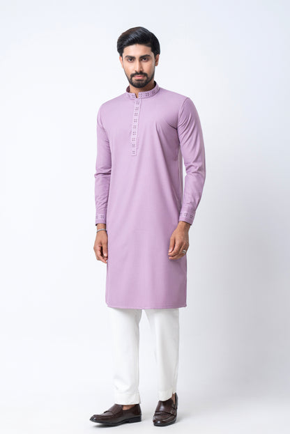 Luxury Men’s Embroidered Panjabi – Light Pink