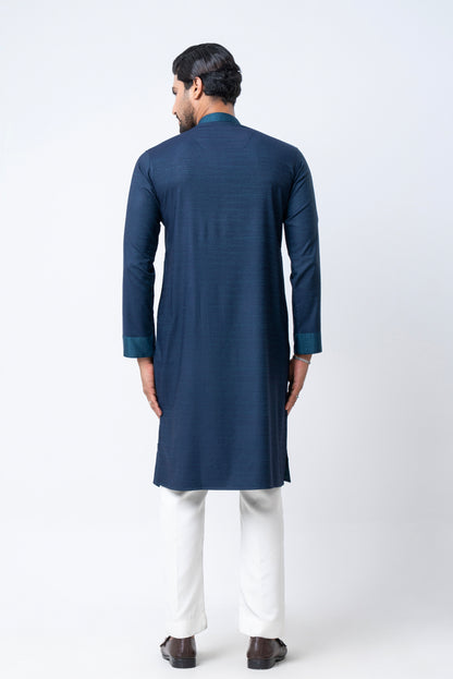 Premium Bamboo Cotton Panjabi - Navy Blue