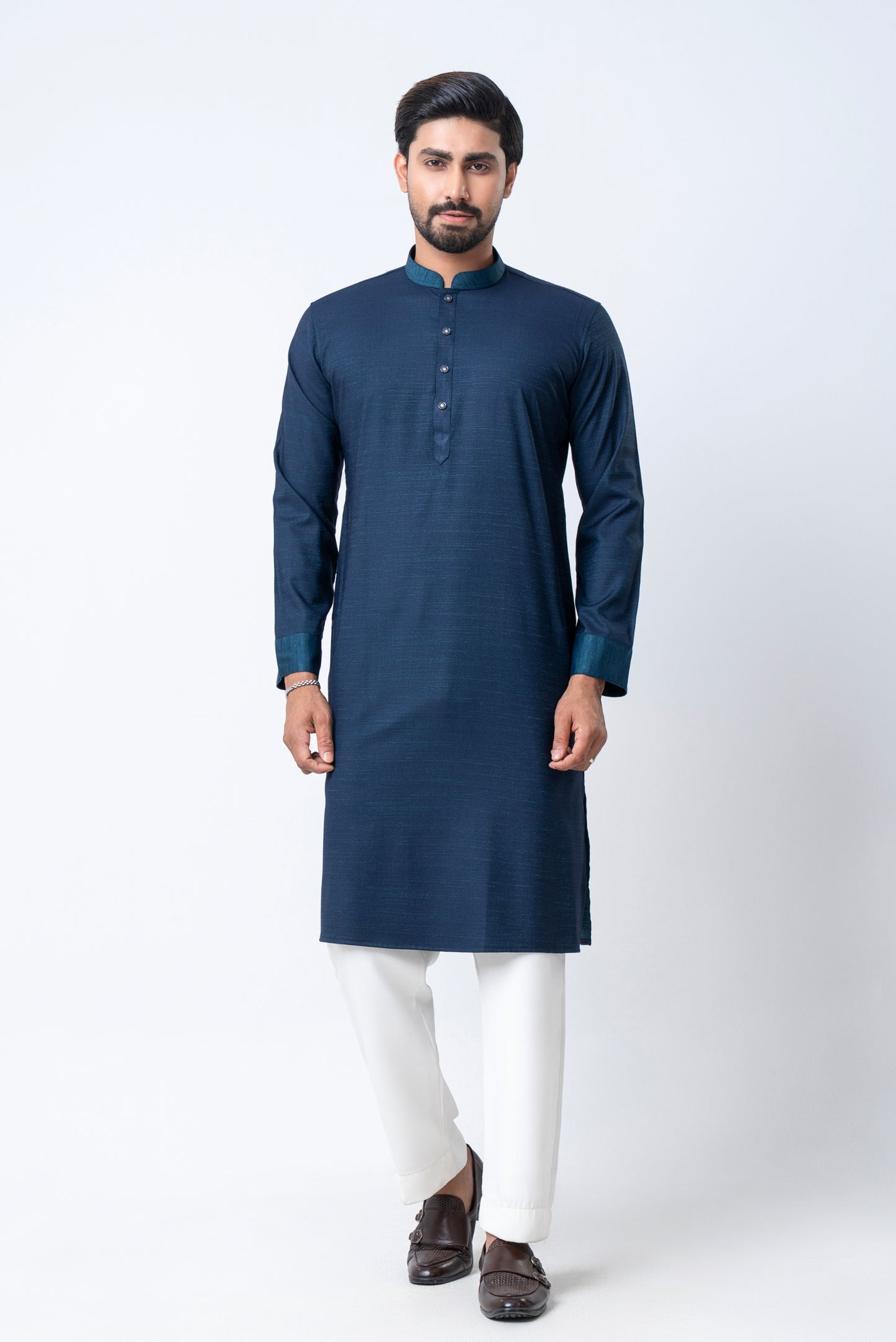 Premium Bamboo Cotton Panjabi - Navy Blue