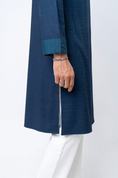 Premium Bamboo Cotton Panjabi - Navy Blue