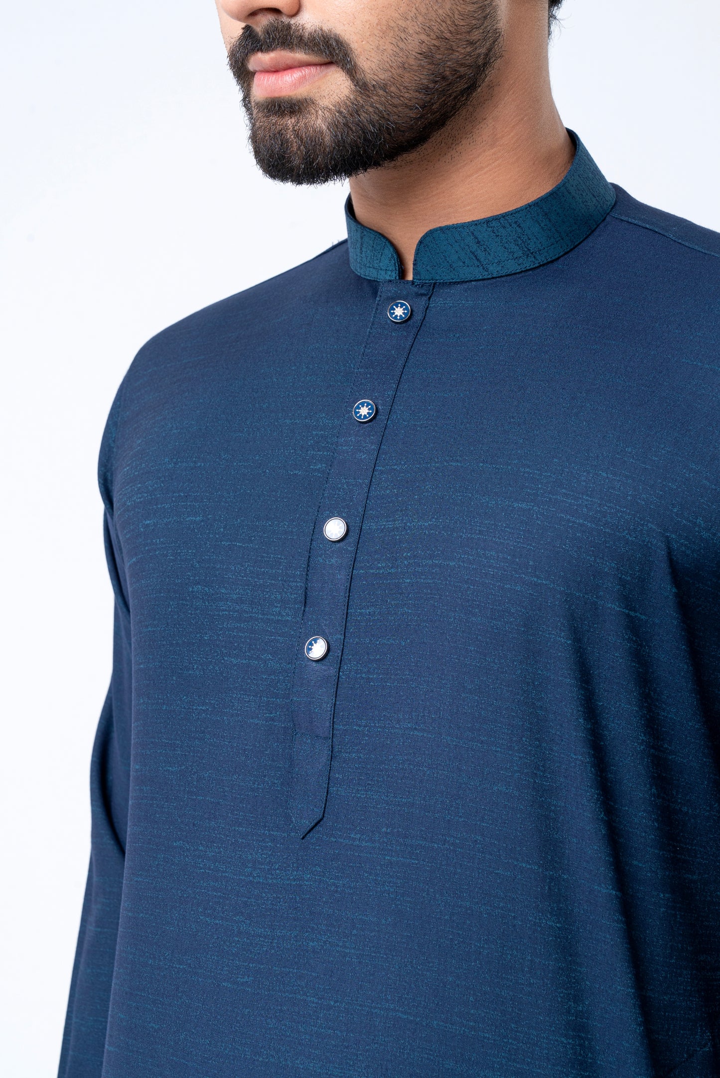 Premium Bamboo Cotton Panjabi - Navy Blue
