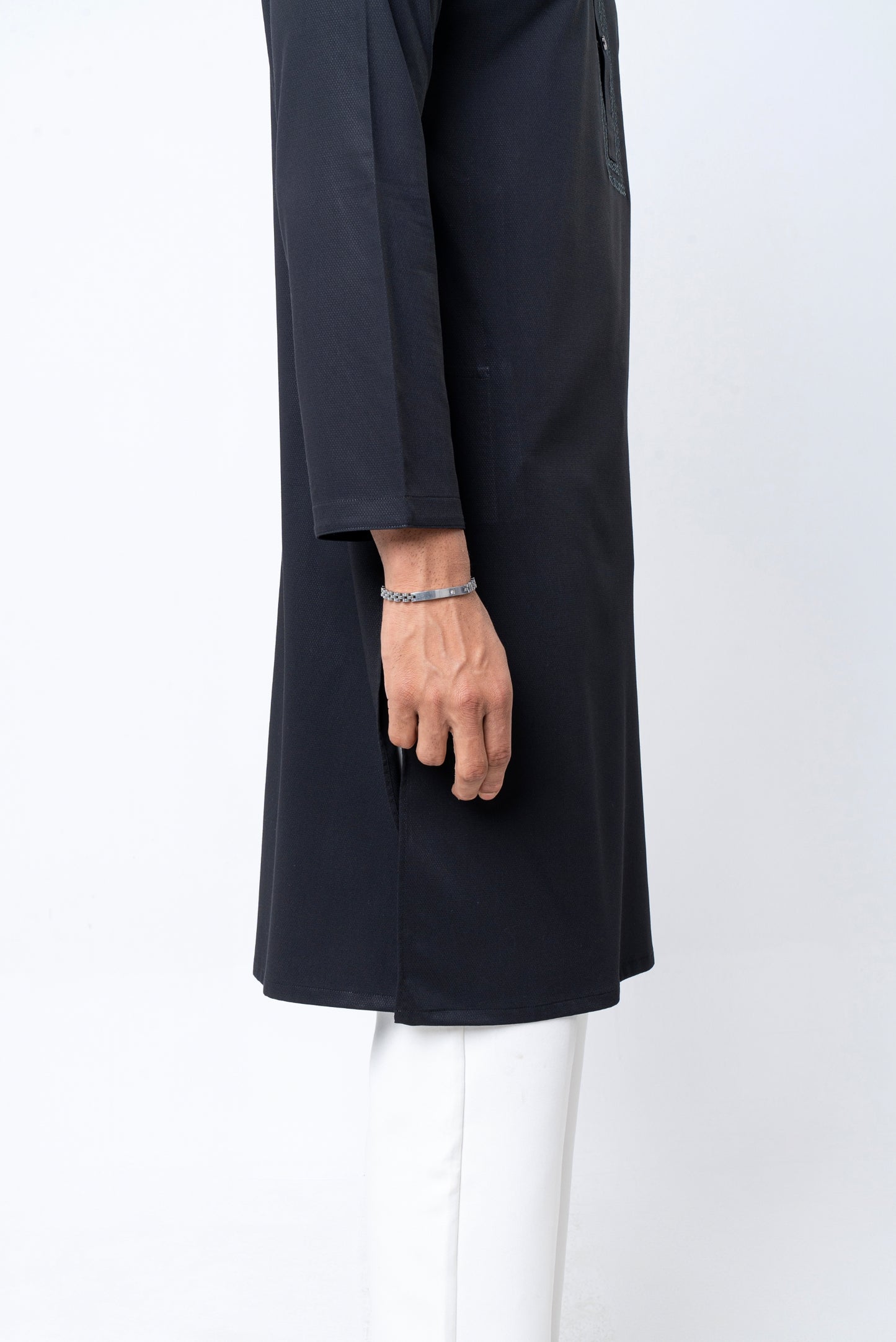 Premium Embroidered Dobby Cotton Panjabi - Black