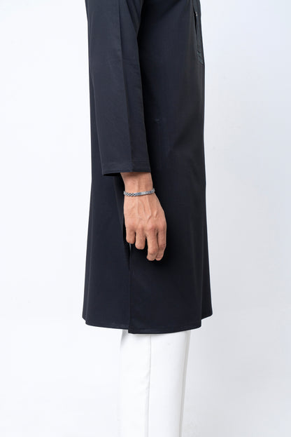 Premium Embroidered Dobby Cotton Panjabi - Black