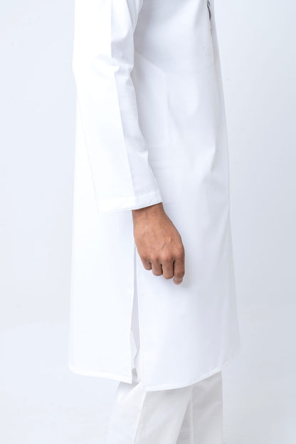 Premium Embroidered Dobby Cotton Panjabi - White