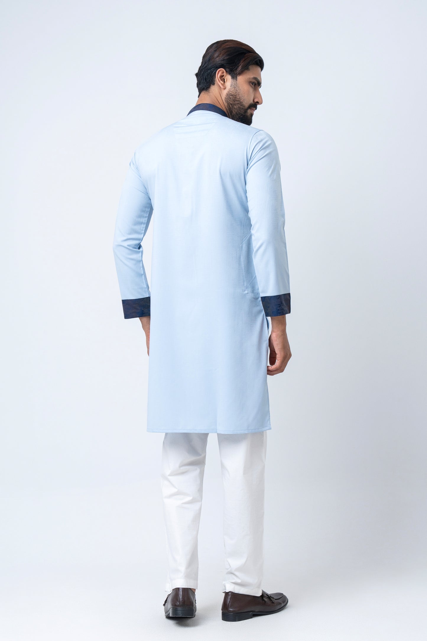 Premium Men’s Dobby Cotton Panjabi - Sky Blue