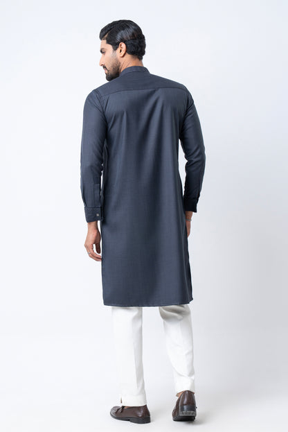 Luxury Embroidered Panjabi - Charcoal