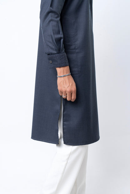 Luxury Embroidered Panjabi - Charcoal