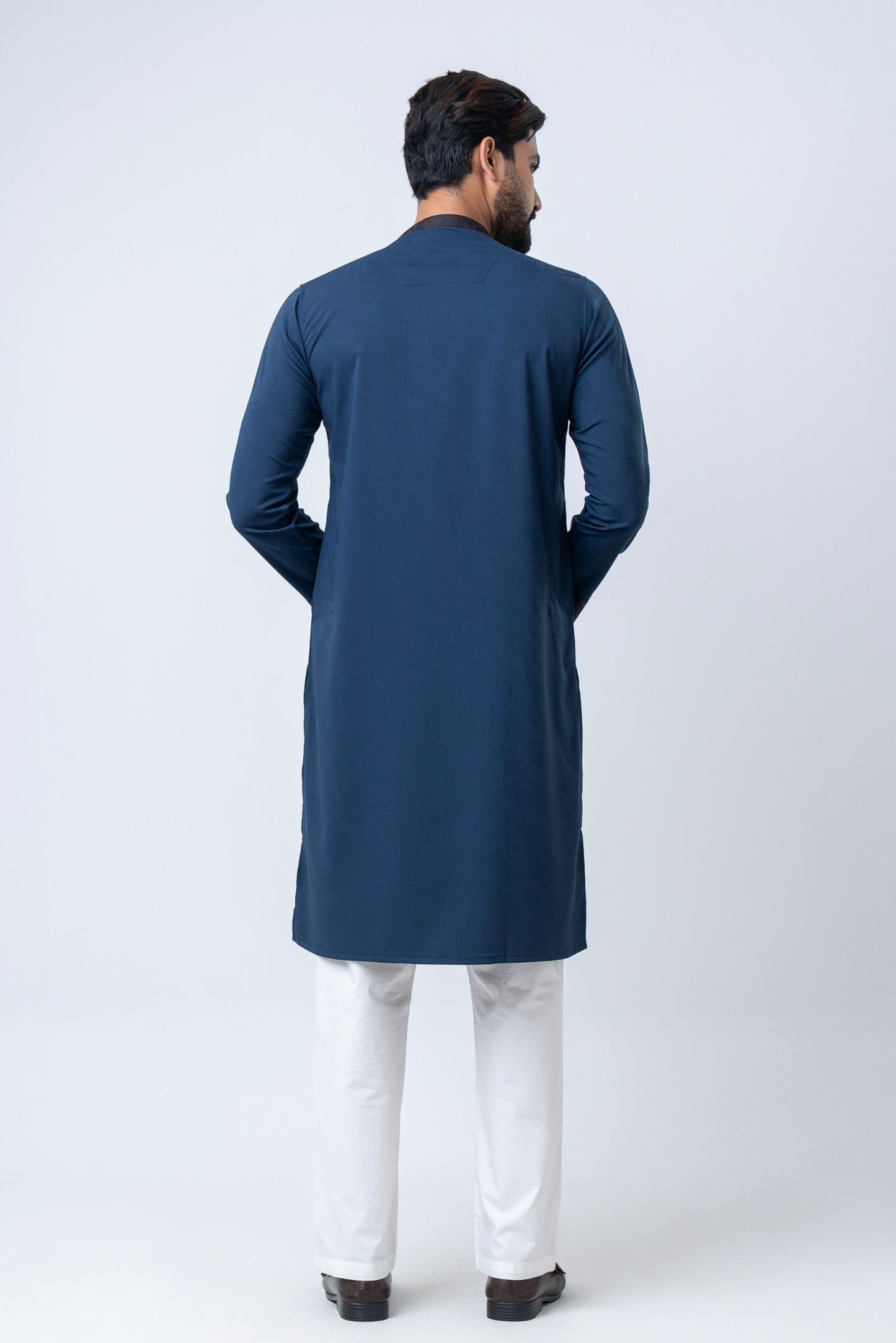 Premium Men’s Dobby Cotton Panjabi - Navy Blue