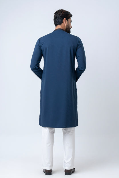 Premium Men’s Dobby Cotton Panjabi - Navy Blue