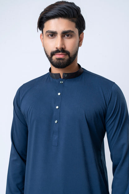 Premium Men’s Dobby Cotton Panjabi - Navy Blue