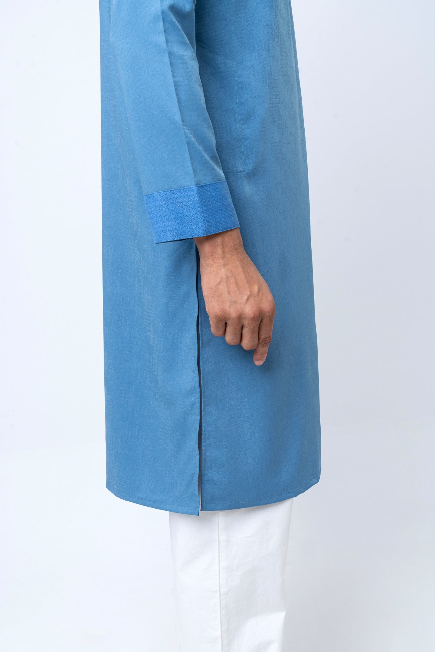 Premium Men’s Dobby Cotton Panjabi - Indigo Blue