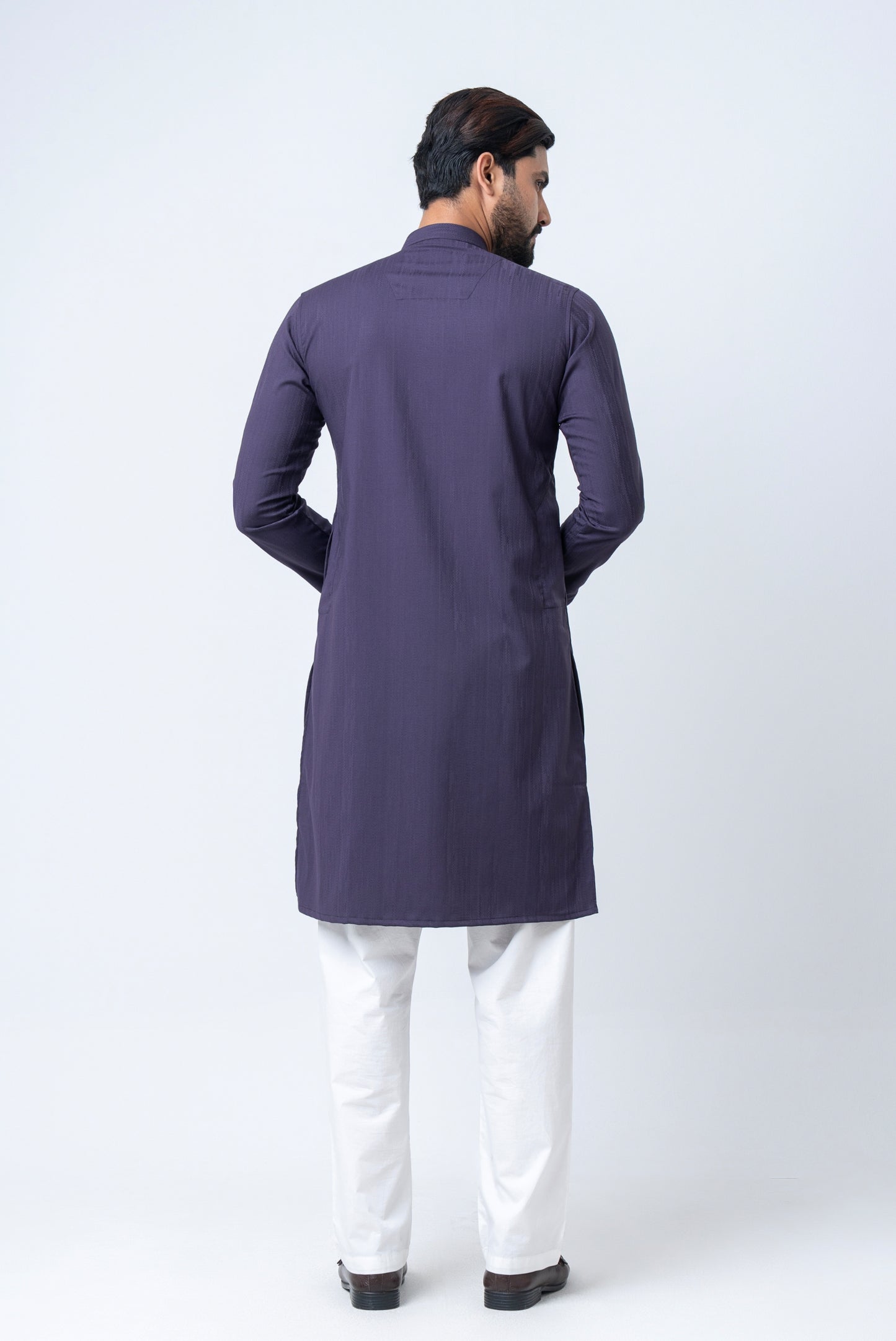 Premium Men’s Dobby Cotton Solid Panjabi - Purple